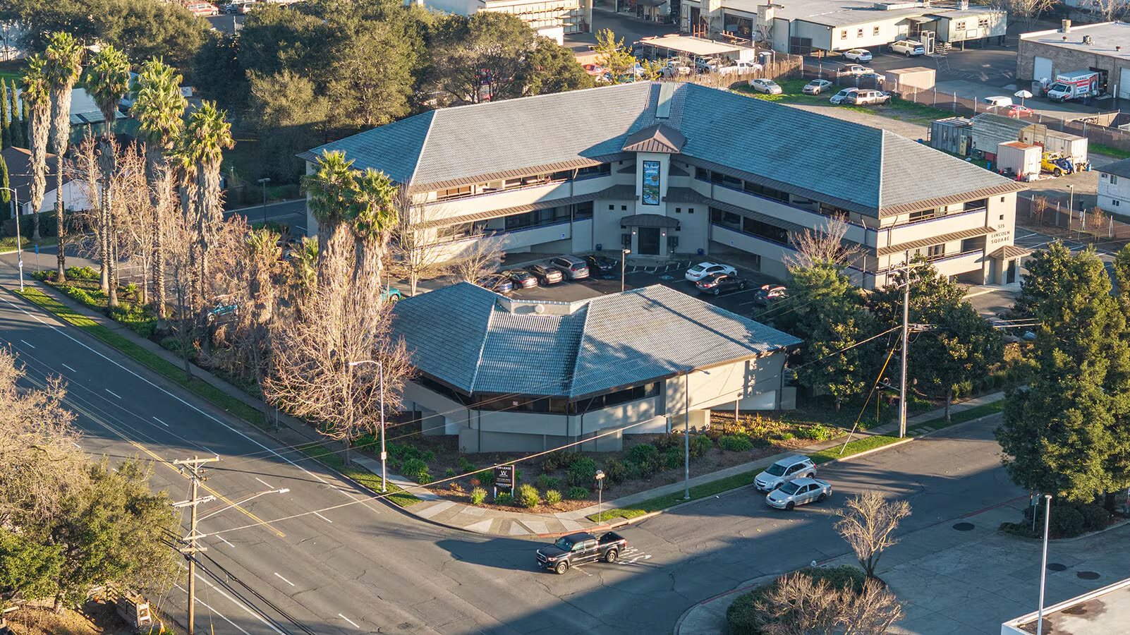Aerial view of the Whole Health Weight Loss Institute office at Lincoln Square in downtown Napa